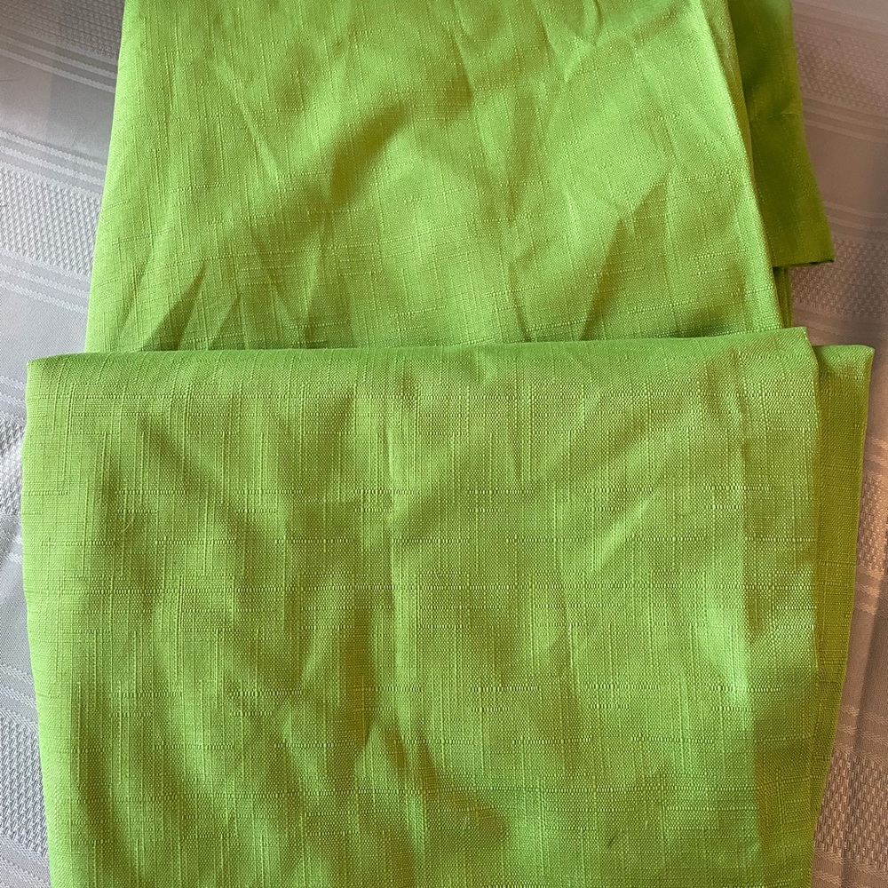 2 Lime Green curtain panels 84”x42”